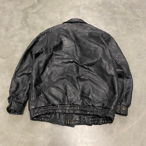 Vintage y2k 90s collared a-2 aviator black leather jacket - Picture 4 of 4